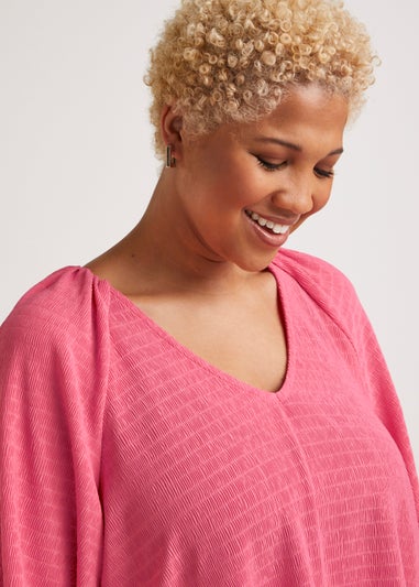 Papaya Curve Pink Plisse Top