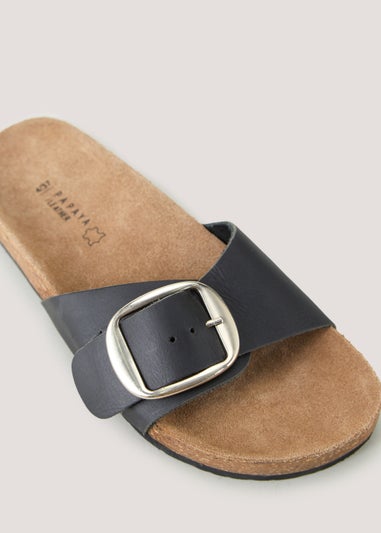 Black Single Stap Footbed Sandals