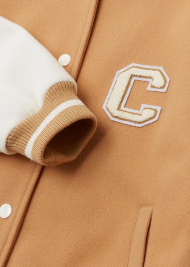 Girls Candy Couture Cream Varsity Jacket (9-16yrs)