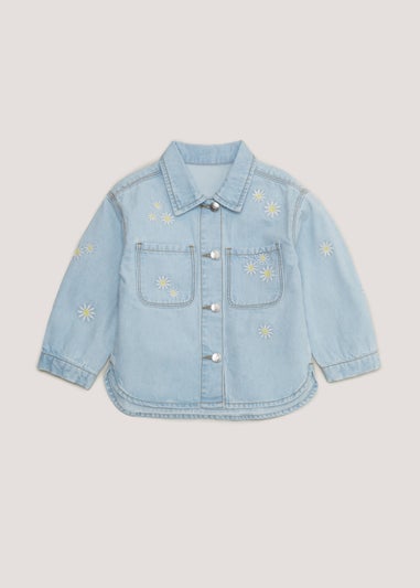 Girls Light Wash Embroidered Denim Shirt (9mths-6yrs)