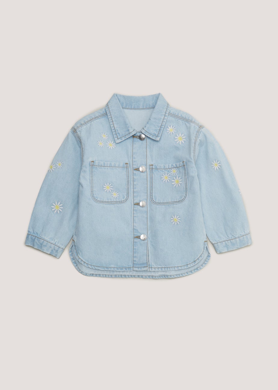 Girls Light Wash Embroidered Denim Shirt (9mths-6yrs)
