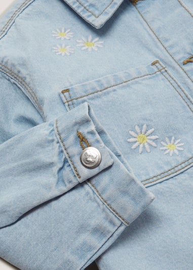 Girls Light Wash Embroidered Denim Shirt (9mths-6yrs)