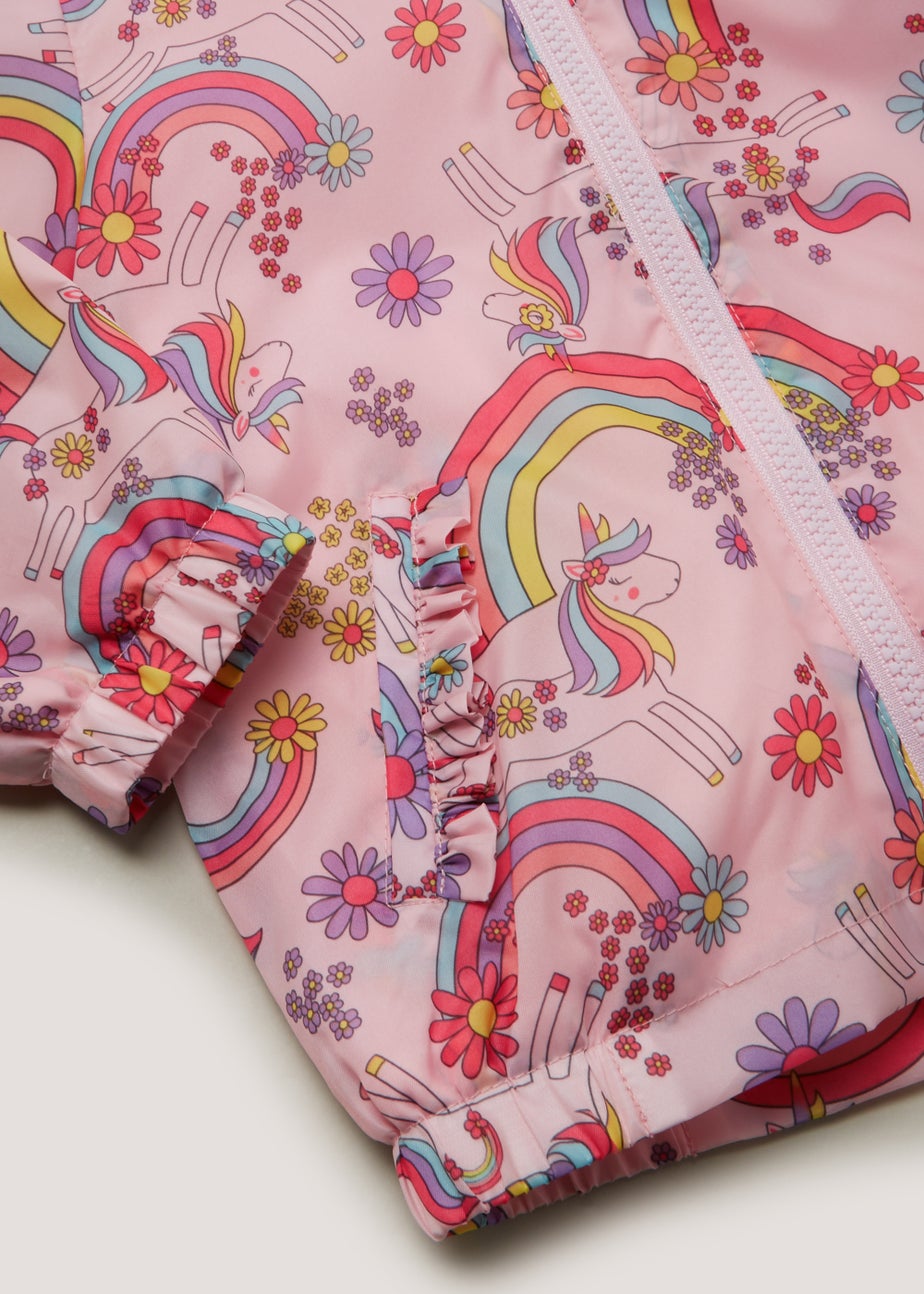 Girls Pink Unicorn Lightweight Mac Coat (9mths-6yrs) Matalan