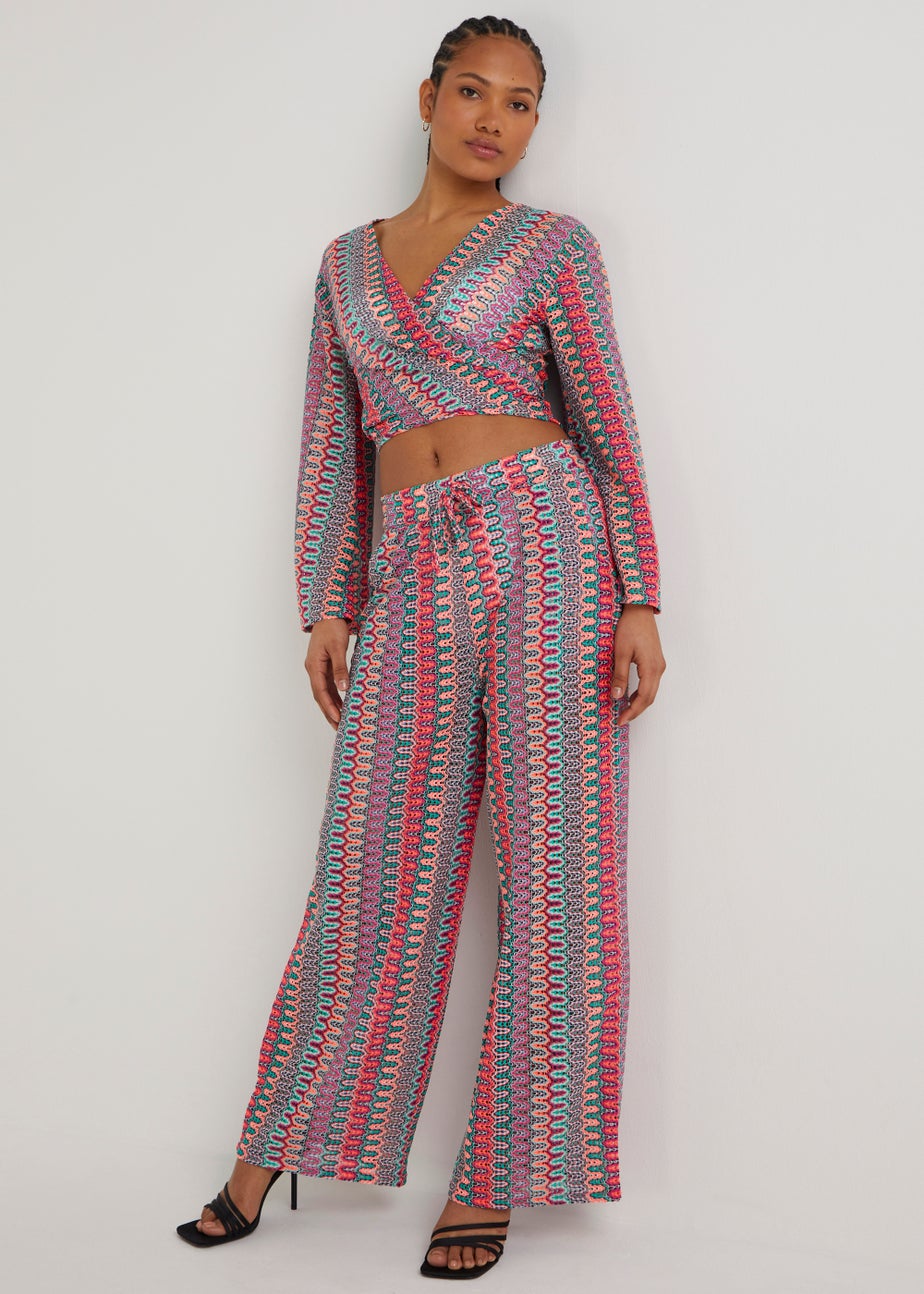Be Beau Multicoloured Knitted Wide Leg Trousers