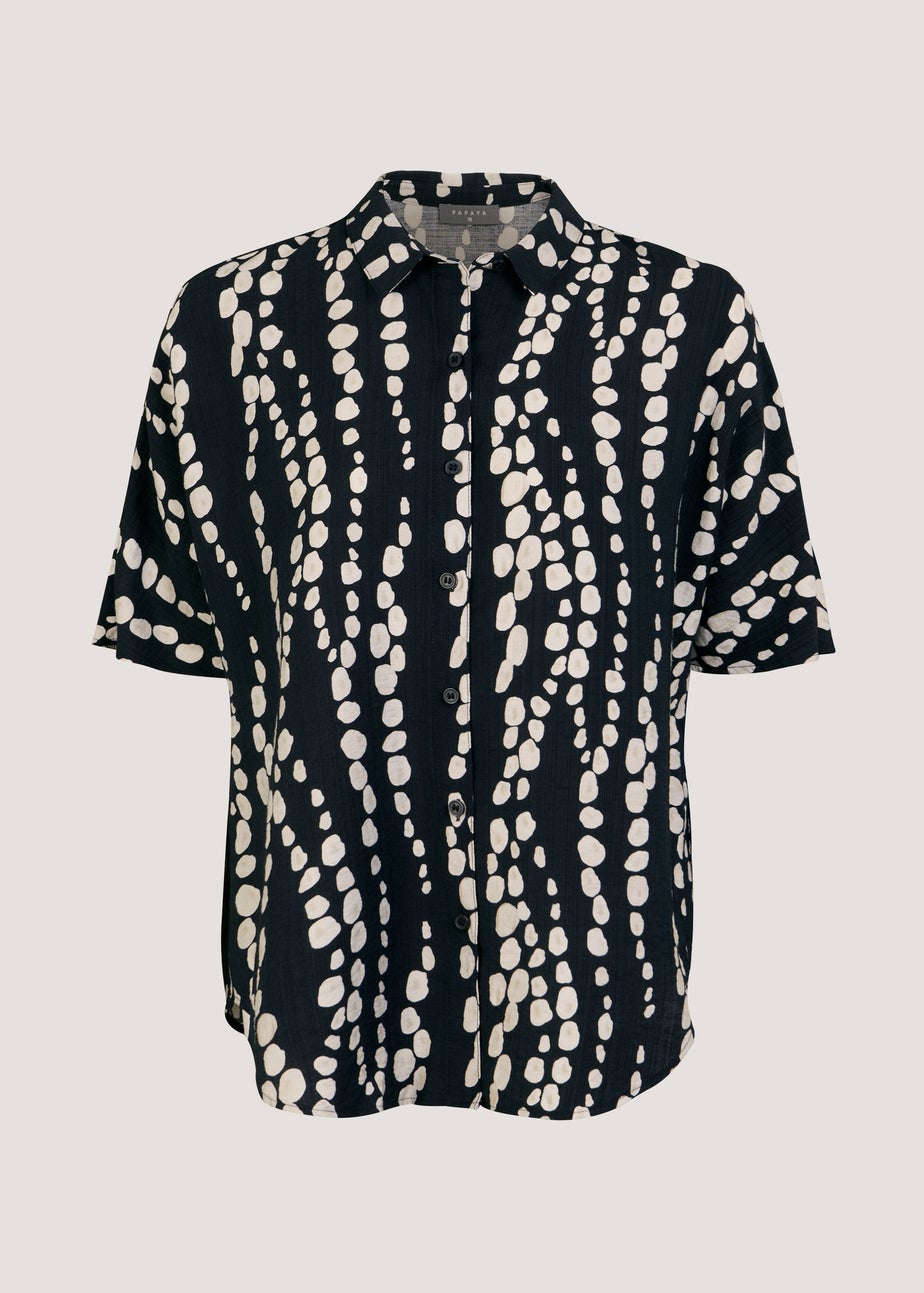 Black Print Short Sleeve Co-Ord Shirt