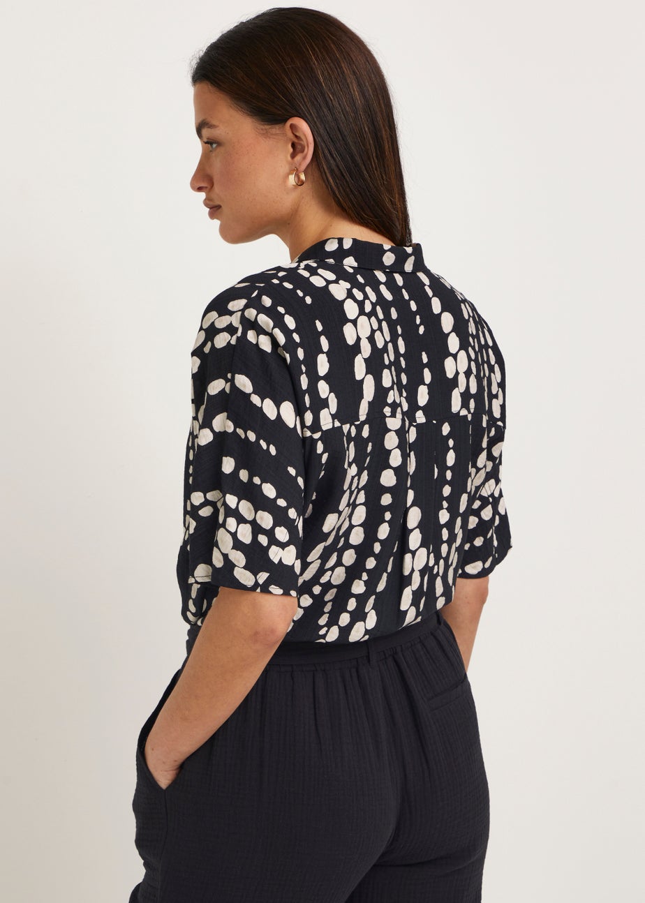 Black Print Short Sleeve Co-Ord Shirt
