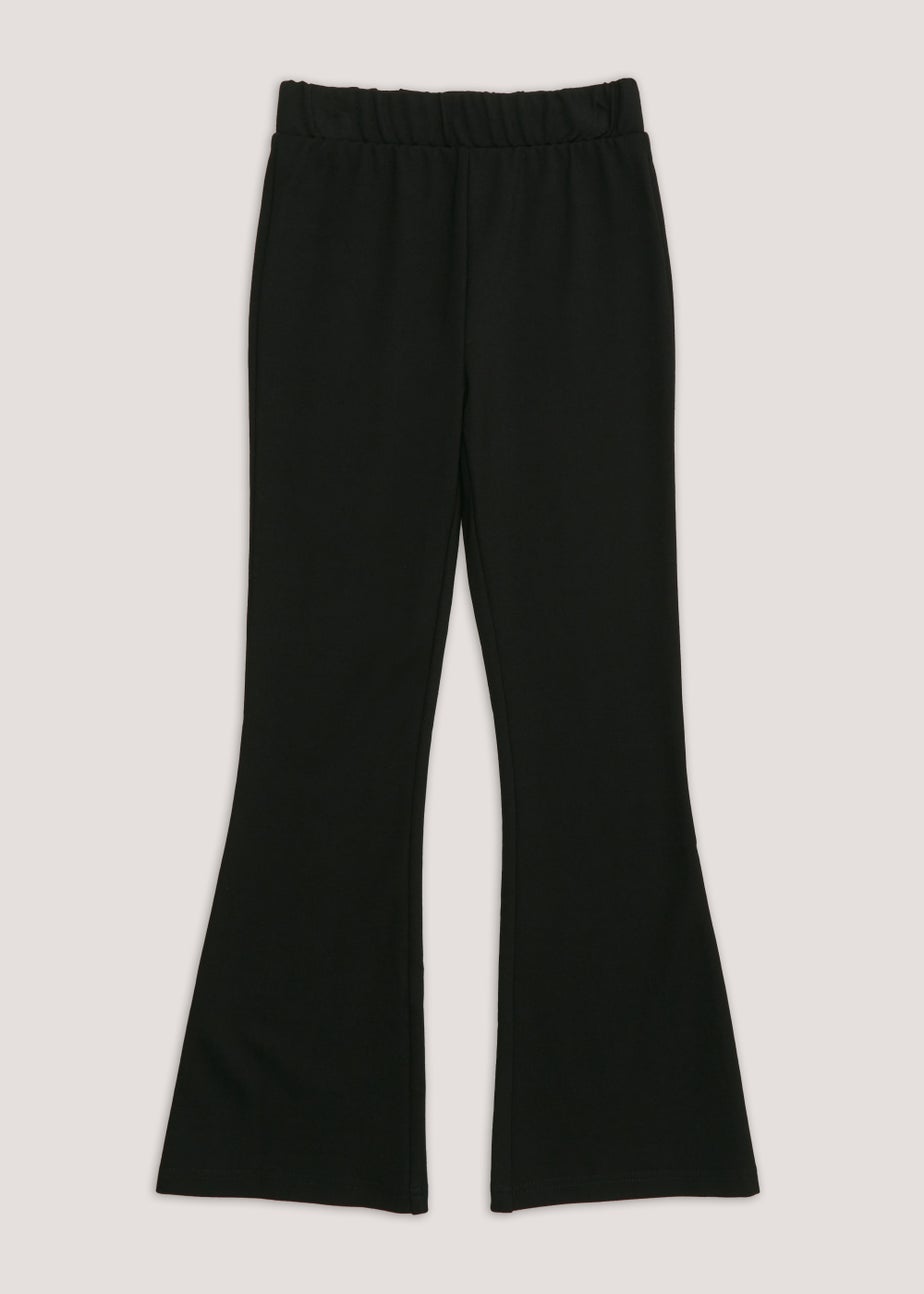 Girls Black Stretch Flared School Trousers (8-16yrs)