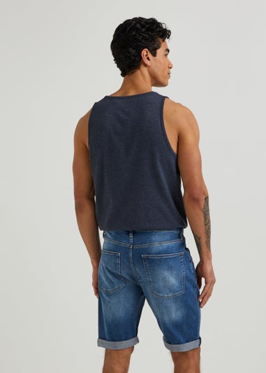 Dark Wash Paint Splatter Denim Shorts