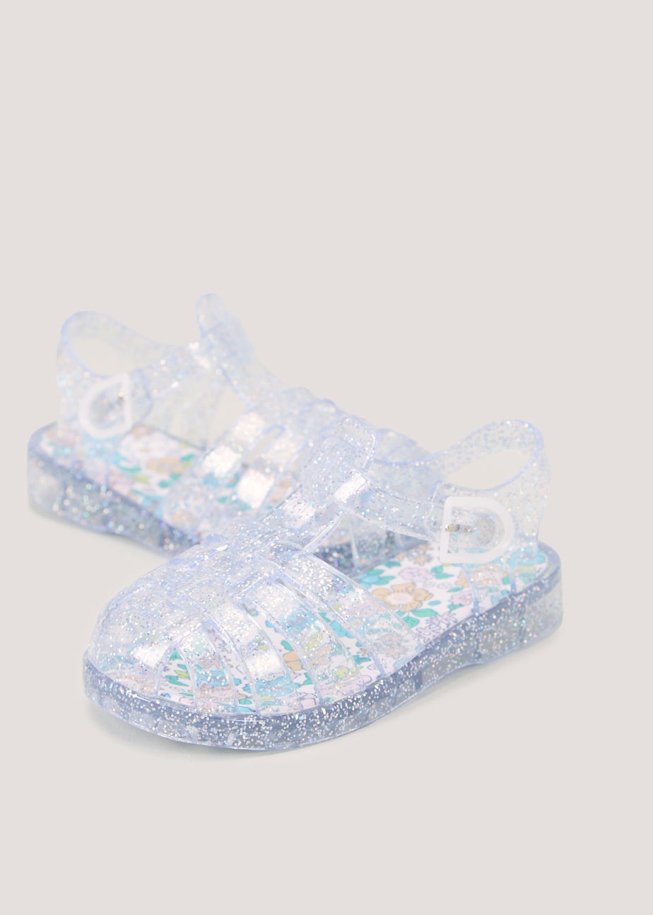 Girls Silver Glitter Jelly Sandals (Younger 4-12)