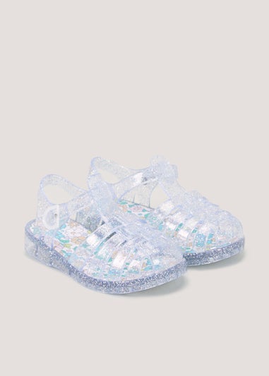 Girls Silver Glitter Jelly Sandals (Younger 4-12)