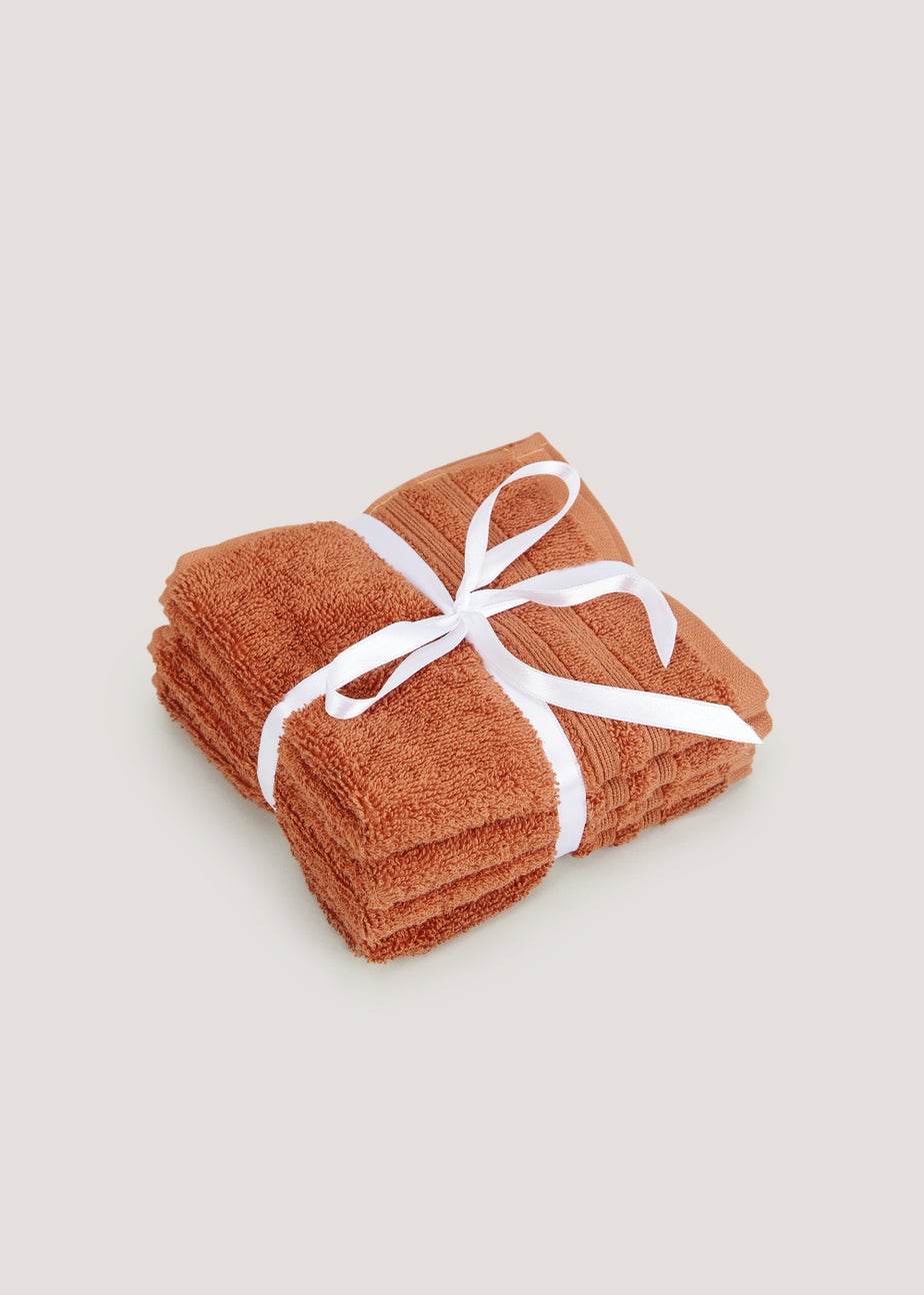 4 Pack Orange 100% Egyptian Cotton Face Cloths