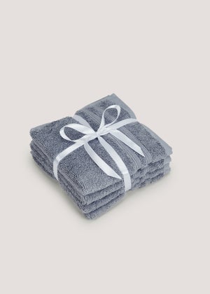 4 Pack Blue 100% Egyptian Cotton Face Cloths