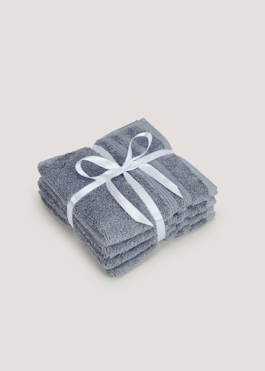 4 Pack Blue 100% Egyptian Cotton Face Cloths