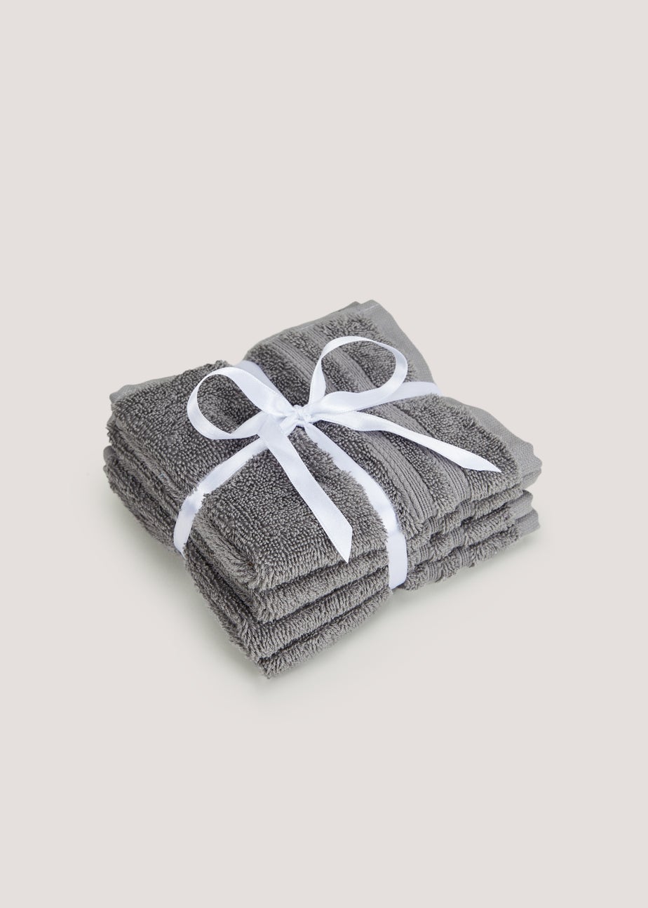 4 Pack Dark Grey 100% Egyptian Cotton Face Cloths