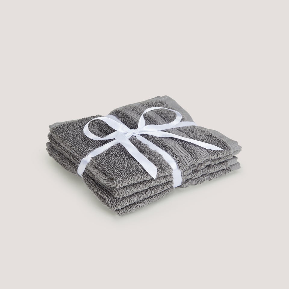 4 Pack Dark Grey 100% Egyptian Cotton Face Cloths