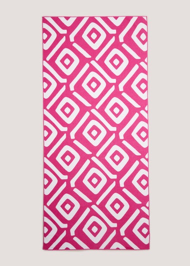 Pink Geometric Microfibre Beach Towel (150cm x 70cm)