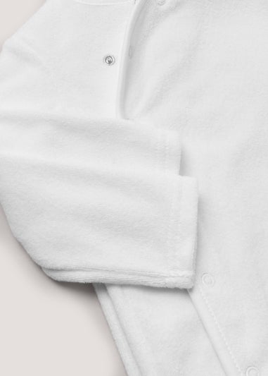 Baby 2 Pack White Towelling Sleepsuits (Newborn-12mths)
