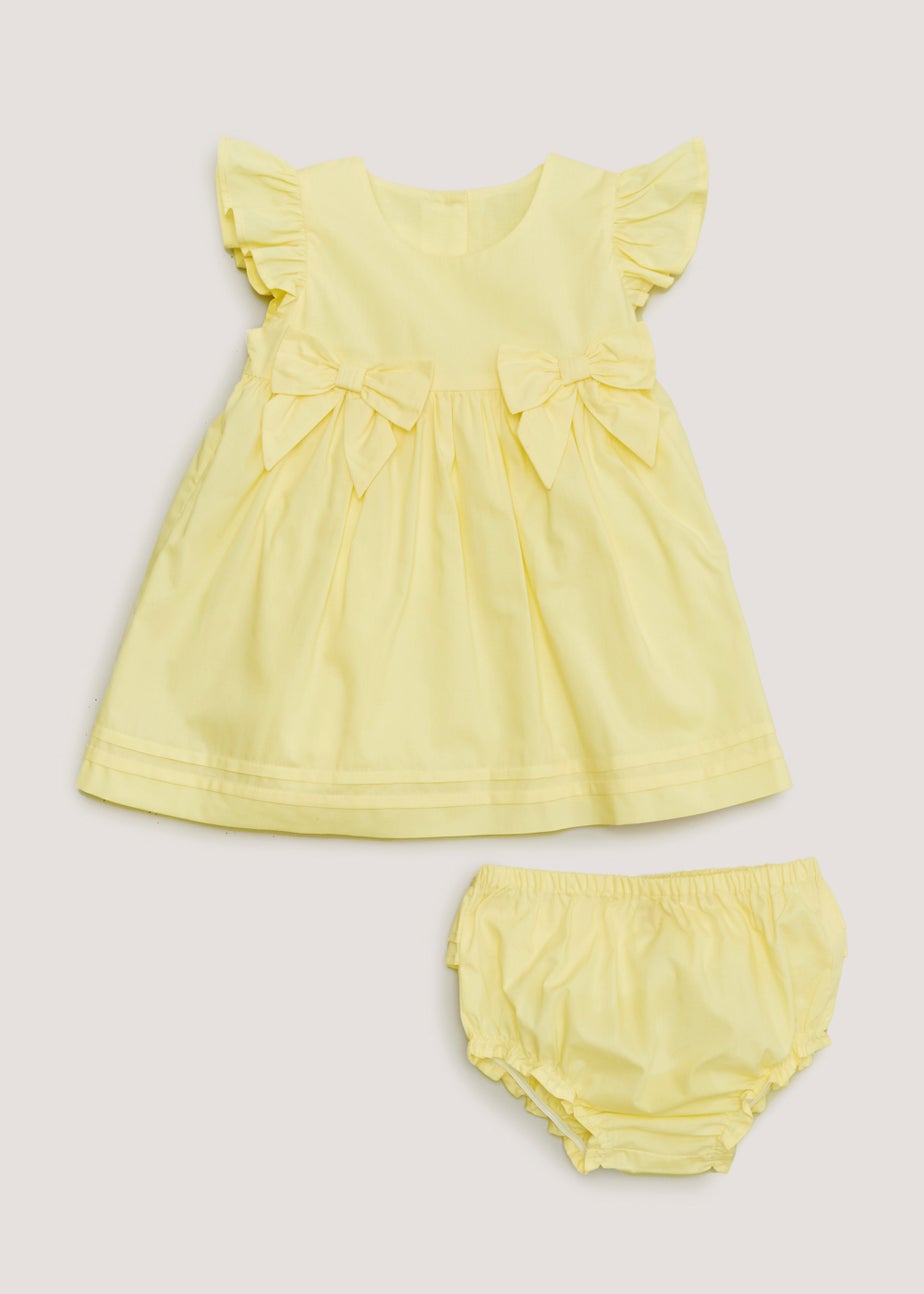 Baby Lemon Bow Occasion Dress & Knickers Set (Newborn-18mths)