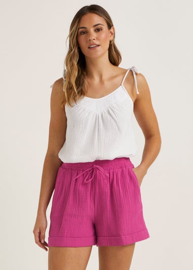 Pink Double Cloth Shorts