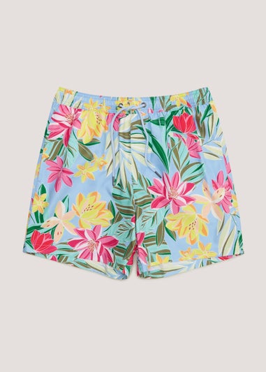 Blue Tropical Floral Swim Shorts