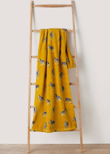 Yellow Zebra Print Throw (130cm x 150cm)