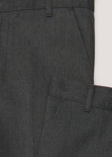 Boys 2 Pack Grey Slim Fit Long Length School Trousers (3-13yrs)