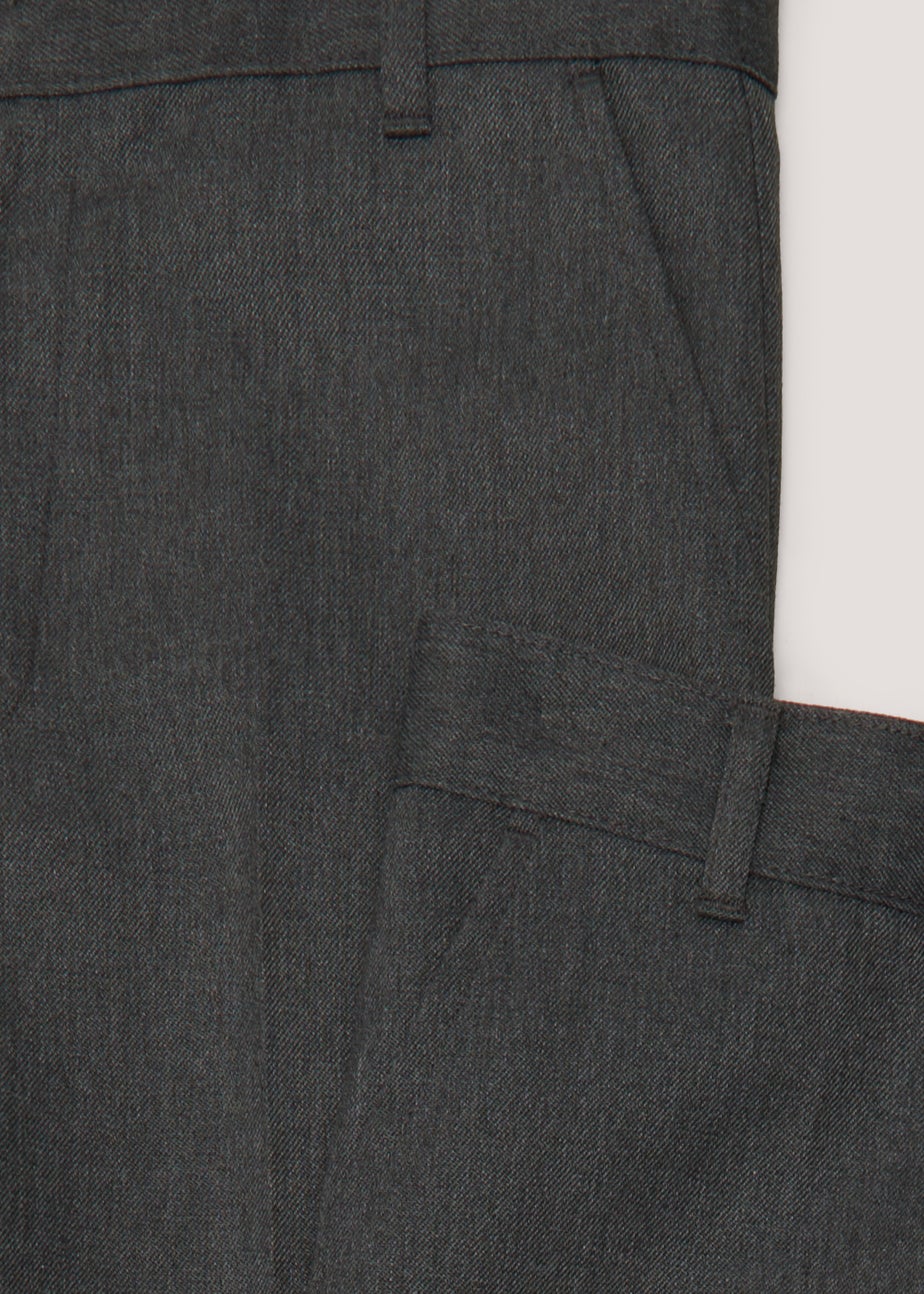 Boys 2 Pack Grey Slim Fit Long Length School Trousers (3-13yrs)