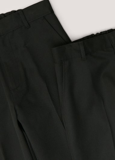 Boys 2 Pack Black Regular Fit Long Length School Trousers (3-16yrs)