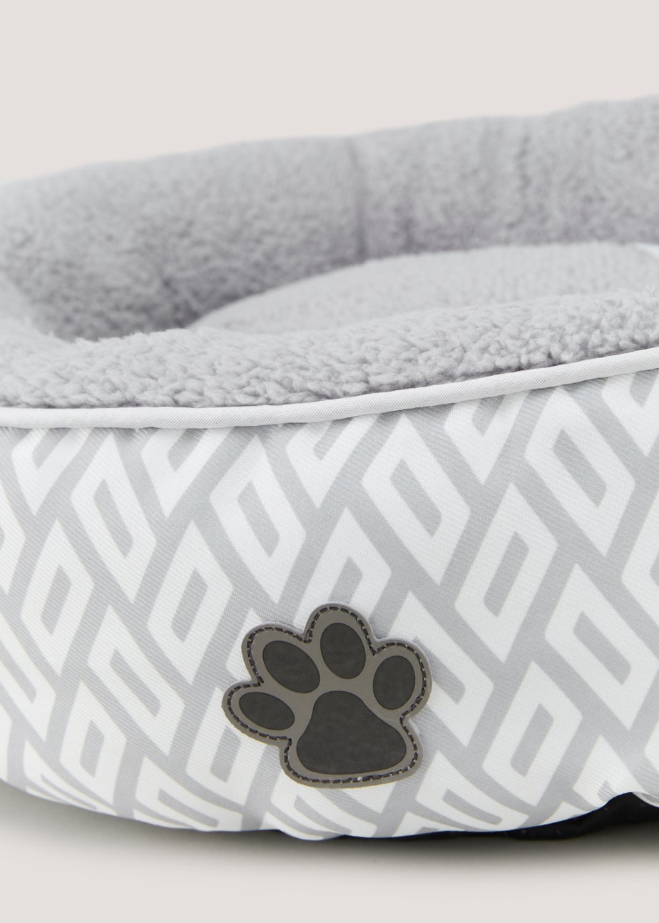 Grey Geo Round Pet Bed (50cm x 15cm)