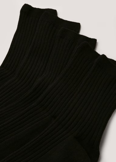 Kids 5 Pack Black Ribbed Socks (Younger 9-Older 6.5)