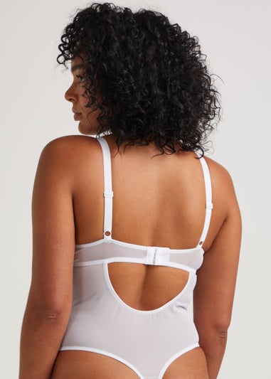 Ivory Rose White Lace & Mesh Bodysuit