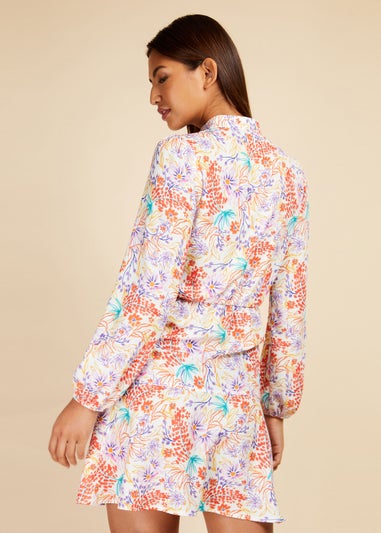 Little Mistress Floral Tie Neck Mini Dress