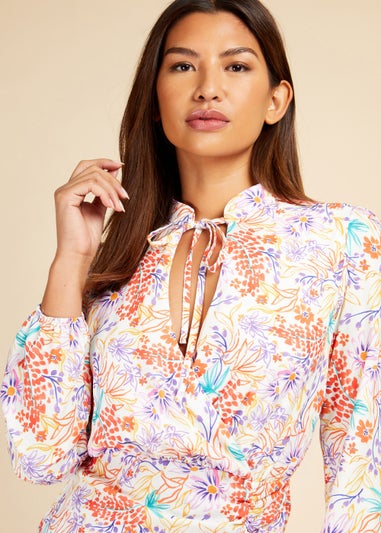 Little Mistress Floral Tie Neck Mini Dress