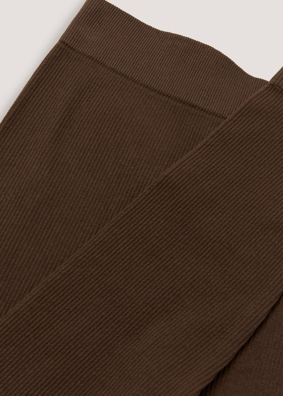 Girls Candy Couture Brown Ribbed Leggings (9-16yrs)
