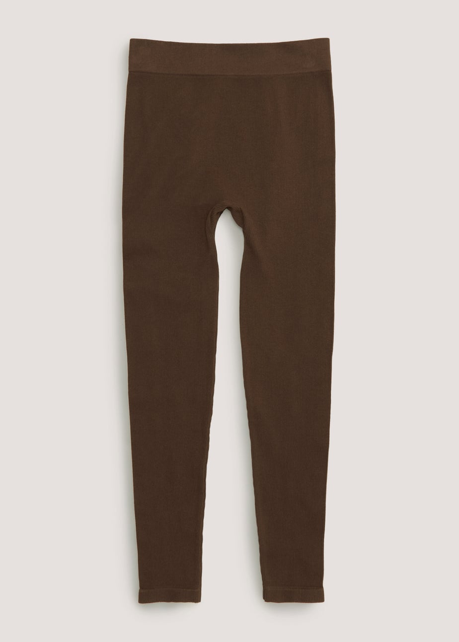 Girls Candy Couture Brown Ribbed Leggings (9-16yrs)