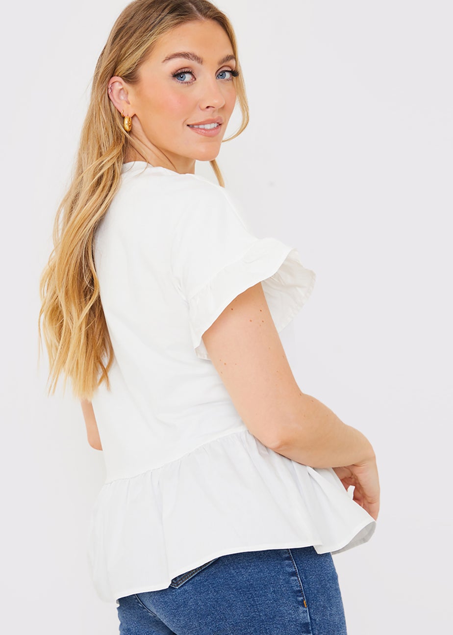 In the Style Jac Jossa White Peplum T-Shirt
