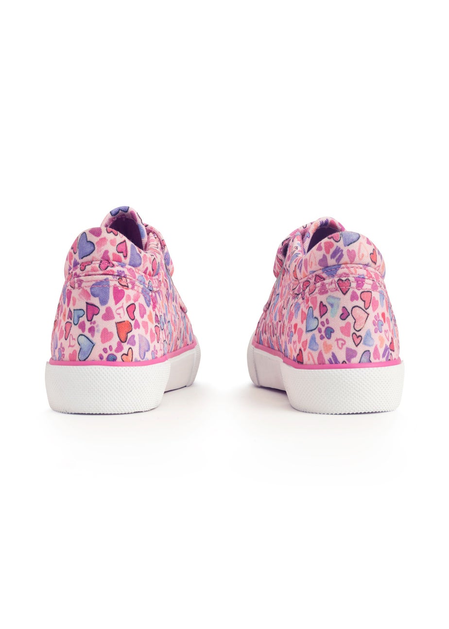 Start-Rite Loveheart Pink Print Riptape Canvas Shoes