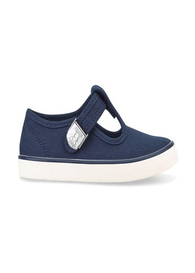 Start-Rite Navy Treasure T-Bar Canvas Shoes