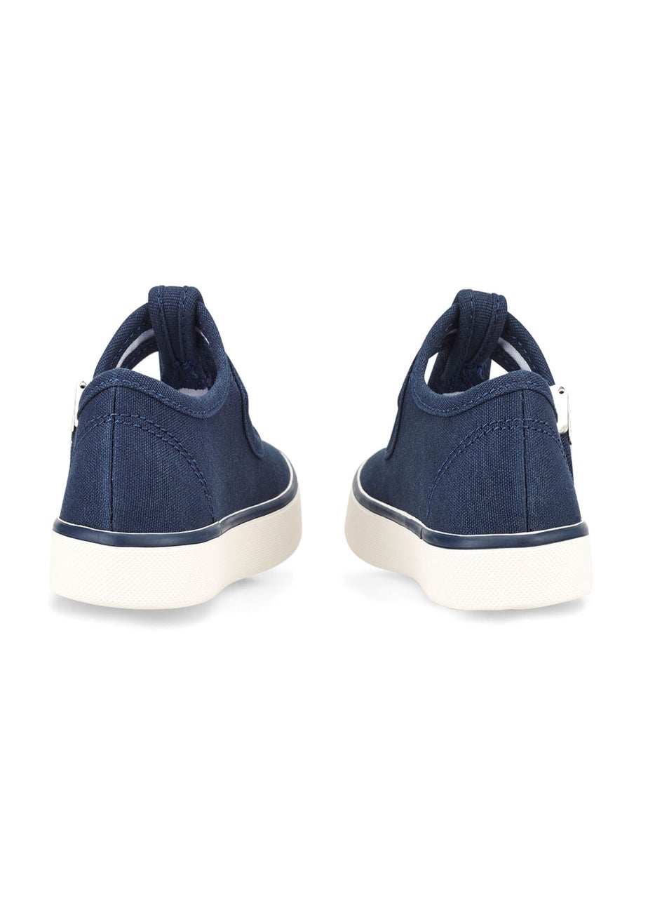 Start-Rite Navy Treasure T-Bar Canvas Shoes