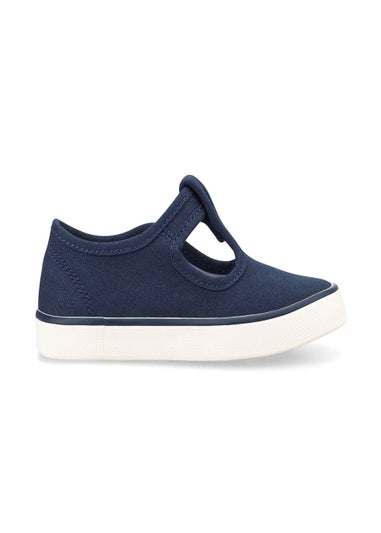 Start-Rite Navy Treasure T-Bar Canvas Shoes