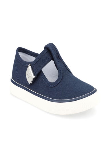 Start-Rite Navy Treasure T-Bar Canvas Shoes