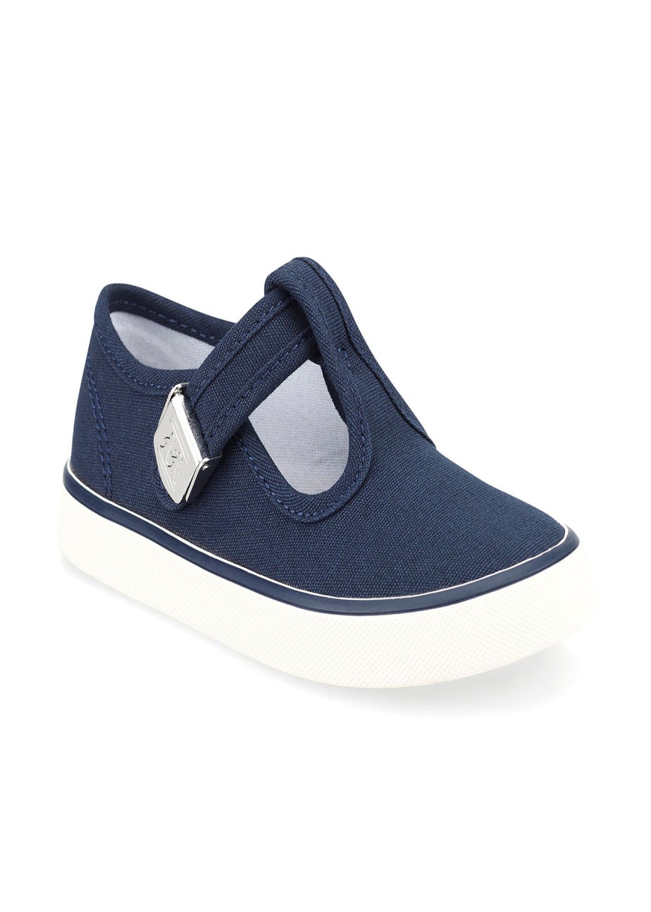 Start-Rite Navy Treasure T-Bar Canvas Shoes