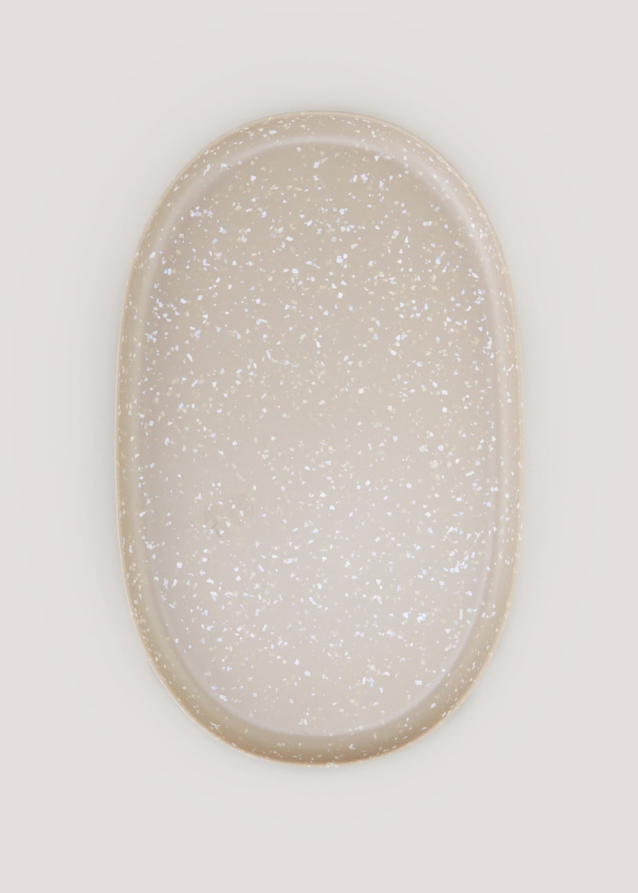Beige Terrazzo Melamine Outdoor Serving Platter (40cm x 25cm x 2cm)