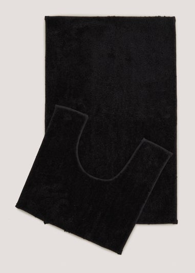 Black Quick Dry Bath & Pedestal Mat