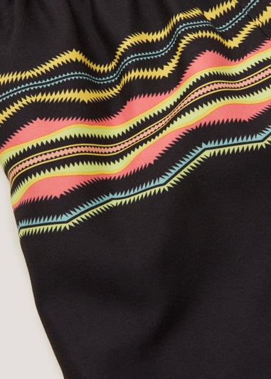 Boys Mini Me Black Aztec Swim Shorts (3-11yrs)