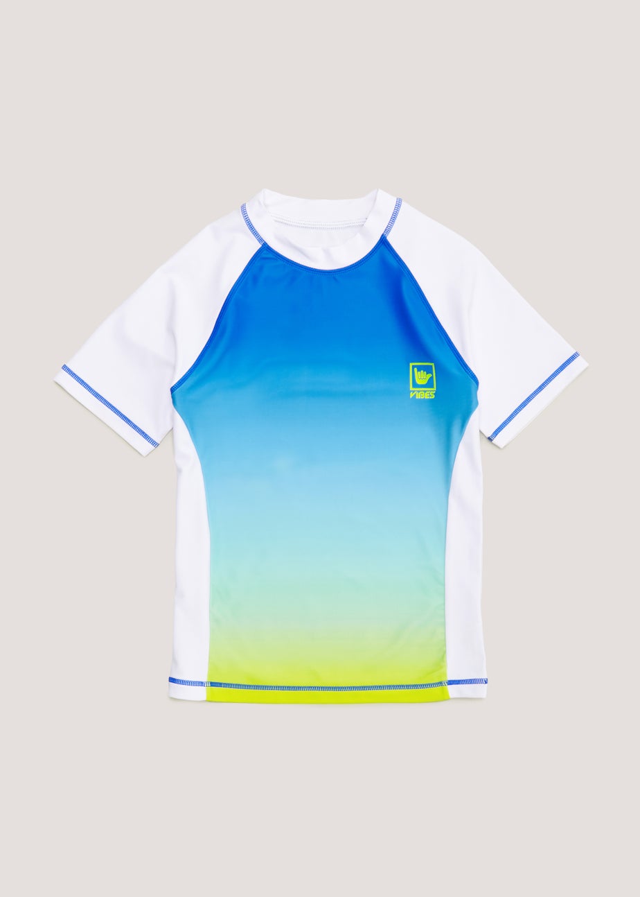 Boys White Ombre Rash Vest (3-13yrs)