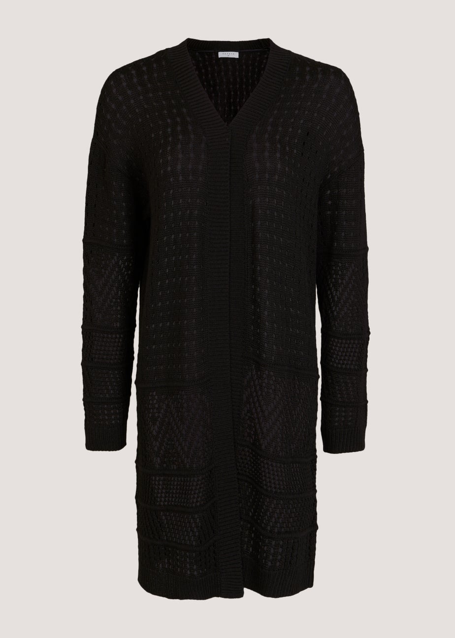 Papaya Petite Black Pointelle Cardigan