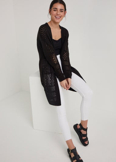 Papaya Petite Black Pointelle Cardigan