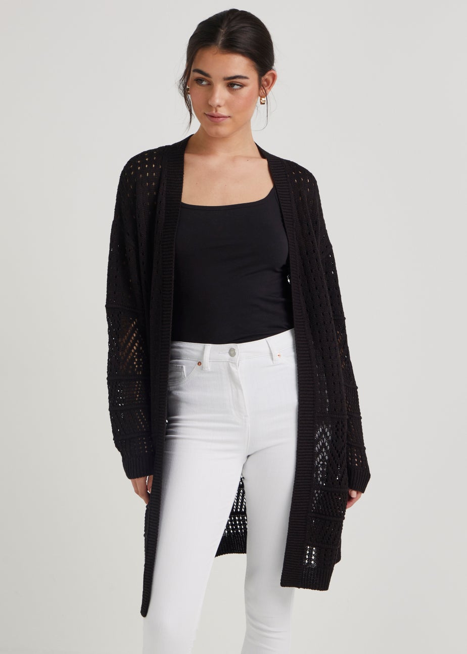 Papaya Petite Black Pointelle Cardigan