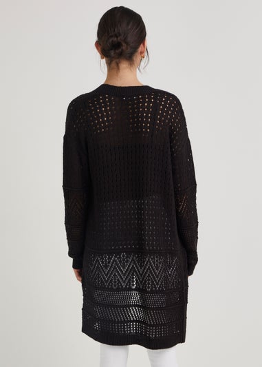 Papaya Petite Black Pointelle Cardigan